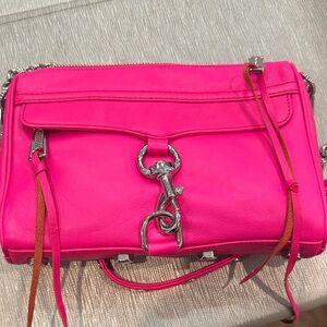 Rebecca Minkoff Neon Pink Crossbody Bag with Silver Accents